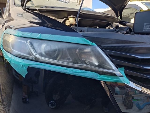 【オデッセイヘッドライト磨き】車検前のひと手間。ヘッドライト磨きで光量対策